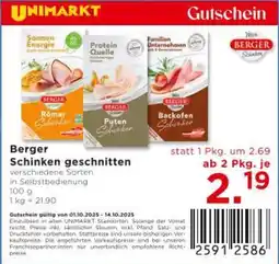 Unimarkt Berger Schinken geschnitten Angebot