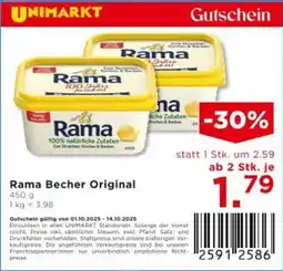Unimarkt Rama Becher Original Angebot