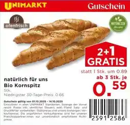 Unimarkt natürlich für uns Bio Kornspitz Angebot