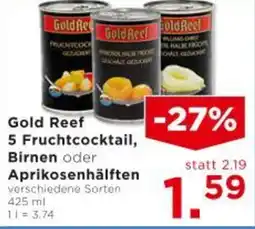 Unimarkt Gold Reef 5 Fruchtcocktail, Birnen oder Aprikosenhälften Angebot