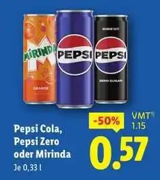 Lidl Pepsi Cola, Pepsi Zero oder Mirinda Angebot