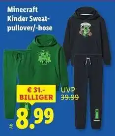 Lidl Minecraft Kinder Sweatpullover/-hose Angebot