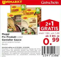 Unimarkt Maggi Fix Produkt oder Genießer Sauce Angebot