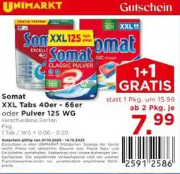 Unimarkt Somat XXL Tabs oder Pulver Angebot