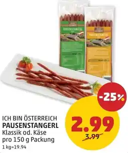 PENNY Ich bin österreich pausenstangerl klassik od. käse Angebot