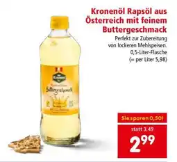 Interspar Kronenöl Rapsöl aus Österreich mit feinem Buttergeschmack Angebot