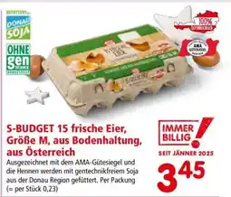 Interspar S-BUDGET 15 frische Eier, Größe M, aus Bodenhaltung, aus Österreich Angebot