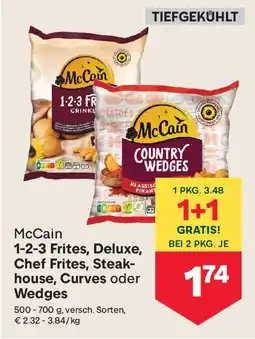 MPreis Mccain 1-2-3 frites, deluxe, chef frites, steak- house, curves oder wedges Angebot