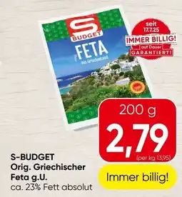 Spar S-budget orig. griechischer feta g.u. Angebot