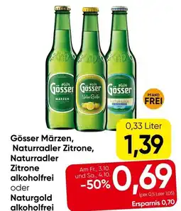 Spar Gösser märzen, naturradler zitrone alkoholfrei oder naturgold alkoholfrei Angebot