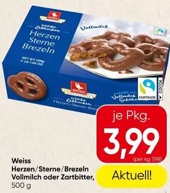 Spar Weiss herzen/sterne/brezeln vollmilch oder zartbitter, Angebot
