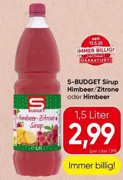 Spar S-budget sirup himbeer/zitrone oder himbeer Angebot