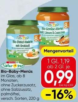 Spar Natur pur Bio-Baby-Menüs Angebot