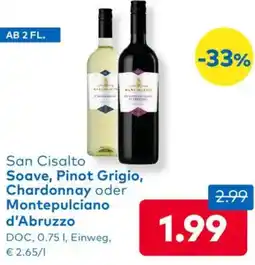 T&G San Cisalto Soave, Pinot Grigio, Chardonnay oder Montepulciano Angebot