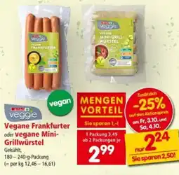 Interspar Vegane Frankfurter oder vegane Mini- Grillwürstel Angebot