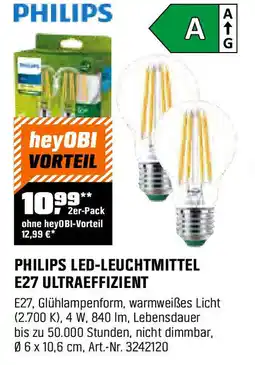 OBI Philips led-leuchtmittel e27 ultraeffizient Angebot
