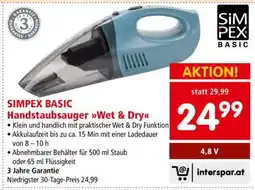 Interspar SIMPEX BASIC Handstaubsauger Wet & Dry Angebot