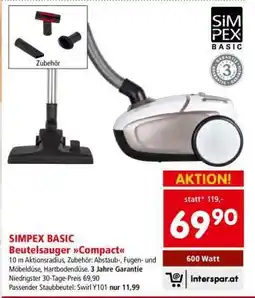 Interspar SIMPEX Basic Beutelsauger „Compact“ Angebot