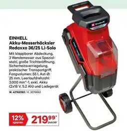 Lagerhaus Einhell akku-messerhäcksler redaxxo 36/25 li-solo Angebot