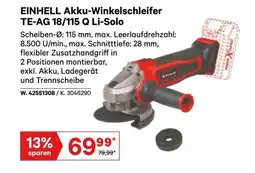 Lagerhaus Einhell akku-winkelschleifer te-ag 18/115 q li-solo Angebot