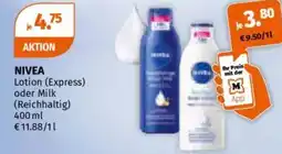 Müller NIVEA Lotion (Express) oder Milk (Reichhaltig) Angebot