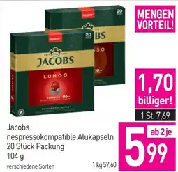 Sutterlüty JACOBS nespressokompatible Alukapseln 20 Stück Packung Angebot