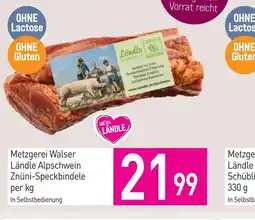 Sutterlüty Metzgerei walser ländle alpschwein znüni-speckbindele per kg Angebot