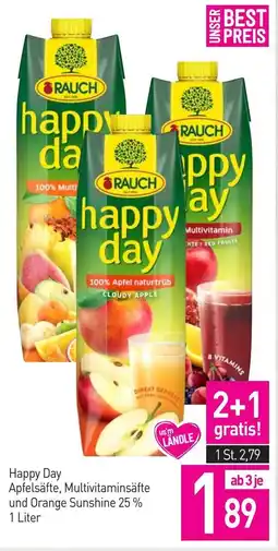Sutterlüty Happy Day Apfelsäfte, Multivitaminsäfte und Orange Sunshine 25% Angebot