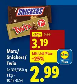 Lidl Mars, snickers, twix Angebot