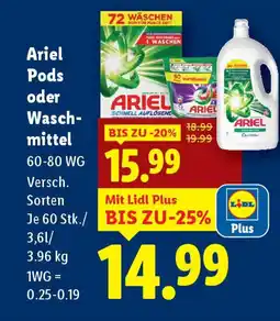 Lidl Ariel Pods oder Wasch mittel Angebot