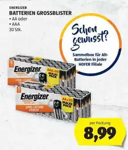 Hofer ENERGIZER BATTERIEN GROSSBLISTER Angebot