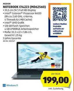 Hofer NOTEBOOK E14223 (MD62560) Angebot