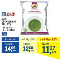 Metro 11er cremespinat pellets Angebot