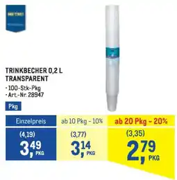 Metro TRINKBECHER TRANSPARENT Angebot
