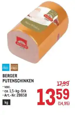 Metro Berger putenschinken Angebot