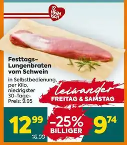 Billa Festtags-Lungenbraten vom Schwein Angebot