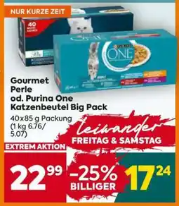 Billa Gourmet Perle od. Purina One Katzenbeutel Big Pack Angebot
