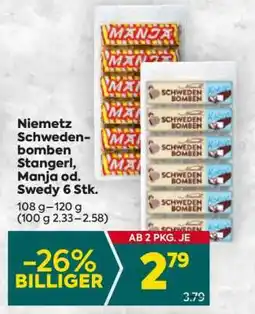 Billa Niemetz Schwedenbomben Stangerl, Manja od. Swedy 6 Stk Angebot
