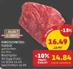 PENNY RINDSSCHNITZEL- FLEISCH Angebot