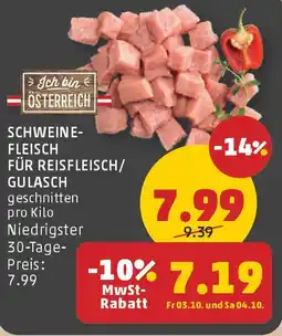 PENNY Schweinefleisch für reisfleisch/ gulasch Angebot