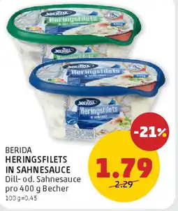 PENNY BERIDA HERINGSFILETS IN SAHNESAUCE Angebot