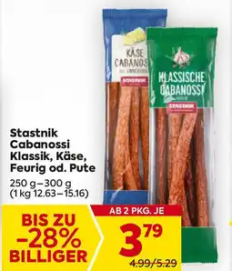 Billa Stastnik Cabanossi Klassik, Käse, Feurig od. Pute Angebot