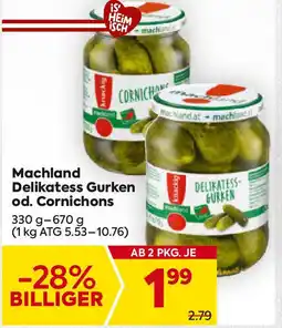 Billa Machland Delikatess Gurken od. Cornichons Angebot