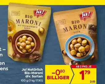 Billa Ja! Natürlich Bio-Maroni div. Sorten Angebot