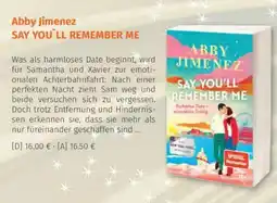 Müller Abby Jimenez SAY YOU'LL REMEMBER ME Angebot