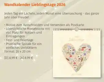 Müller Wandkalender Lieblingstage 2026 Angebot