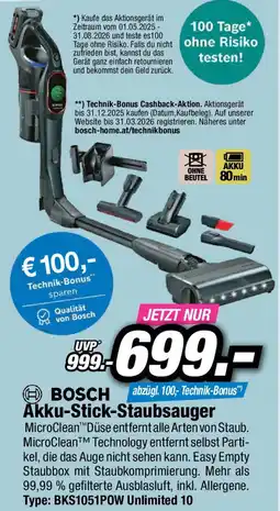 Red Zac BOSCH Akku-Stick-Staubsauger Angebot