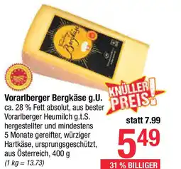 Maximarkt Vorarlberger Bergkäse g.U. Angebot