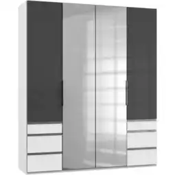 Möbelix Drehtürenschrank 200cm Level, Grau/weiß Angebot