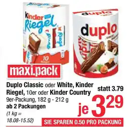 Maximarkt Duplo classic oder white, kinder riegel Angebot